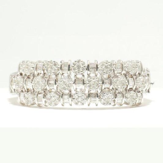 Triple Row Natural Diamond Wide Bracelet