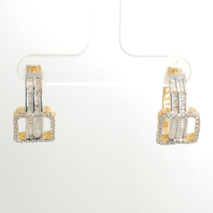 Two-Tone Baguette Diamond Hoop Earrings