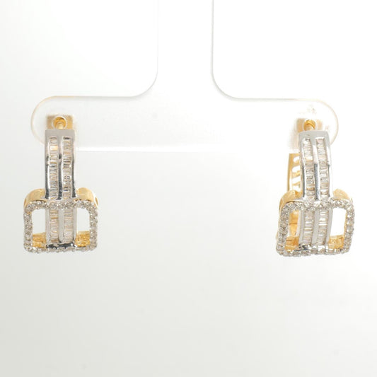 Two-Tone Baguette Diamond Hoop Earrings