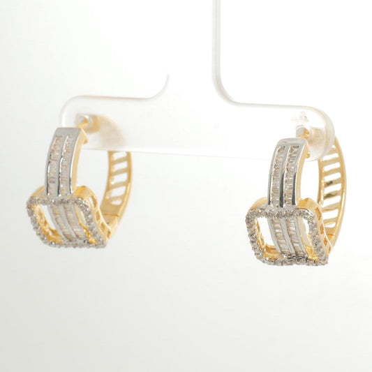 Two-Tone Baguette Diamond Hoop Earrings