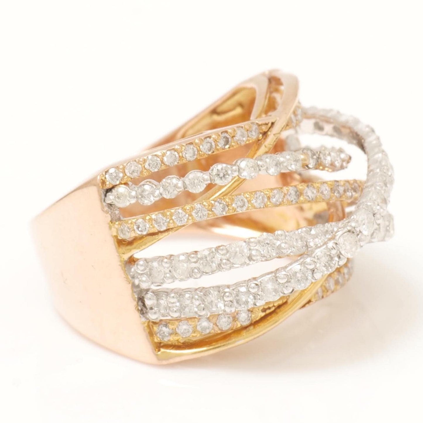 Criss Cross Natural Diamond Band Ring