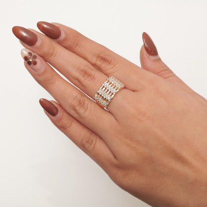 Round and Baguette Natural Diamond Ring