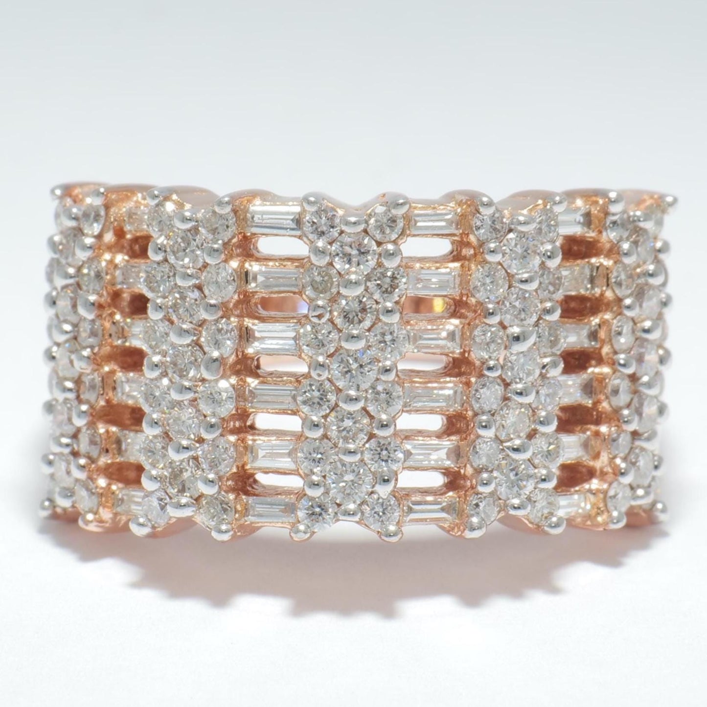 Round and Baguette Natural Diamond Ring