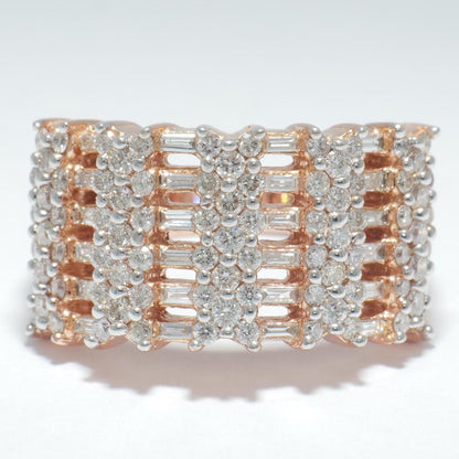 Round and Baguette Natural Diamond Ring