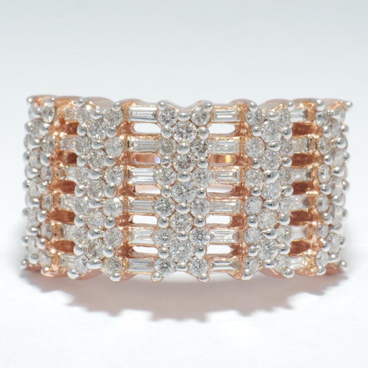 Round and Baguette Natural Diamond Ring