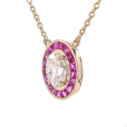 Natural Ruby & Oval Natural Diamond Necklace