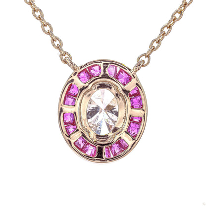 Natural Ruby & Oval Natural Diamond Necklace