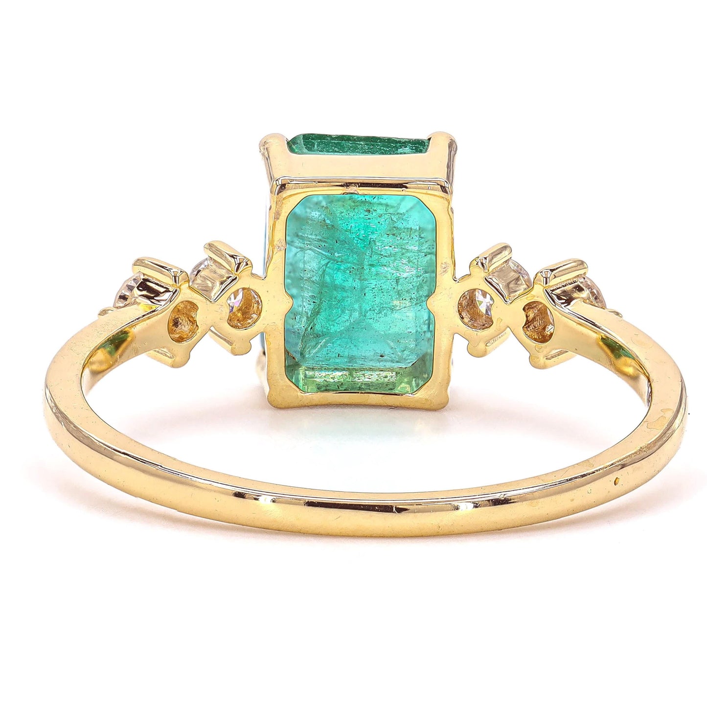 Natural Emerald Cut Emerald Diamond Ring