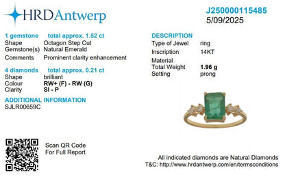 Natural Emerald Cut Emerald Diamond Ring