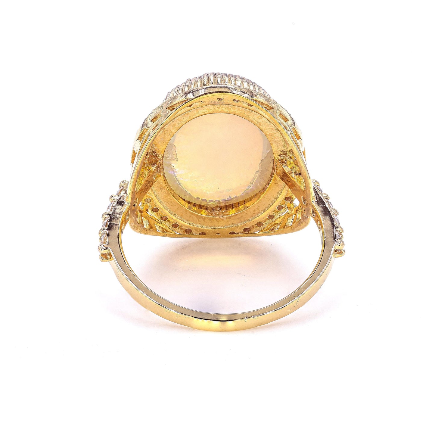 Natural Oval Opal Diamond Halo Ring