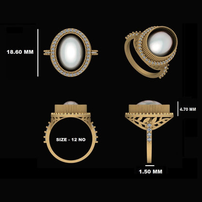Natural Oval Opal Diamond Halo Ring