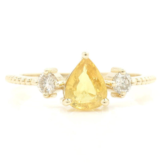 Pear Natural Yellow Sapphire Gemstone Ring