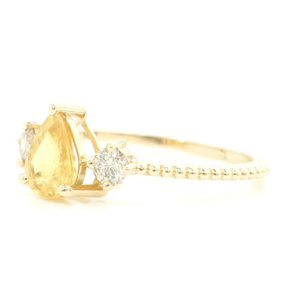 Pear Natural Yellow Sapphire Gemstone Ring