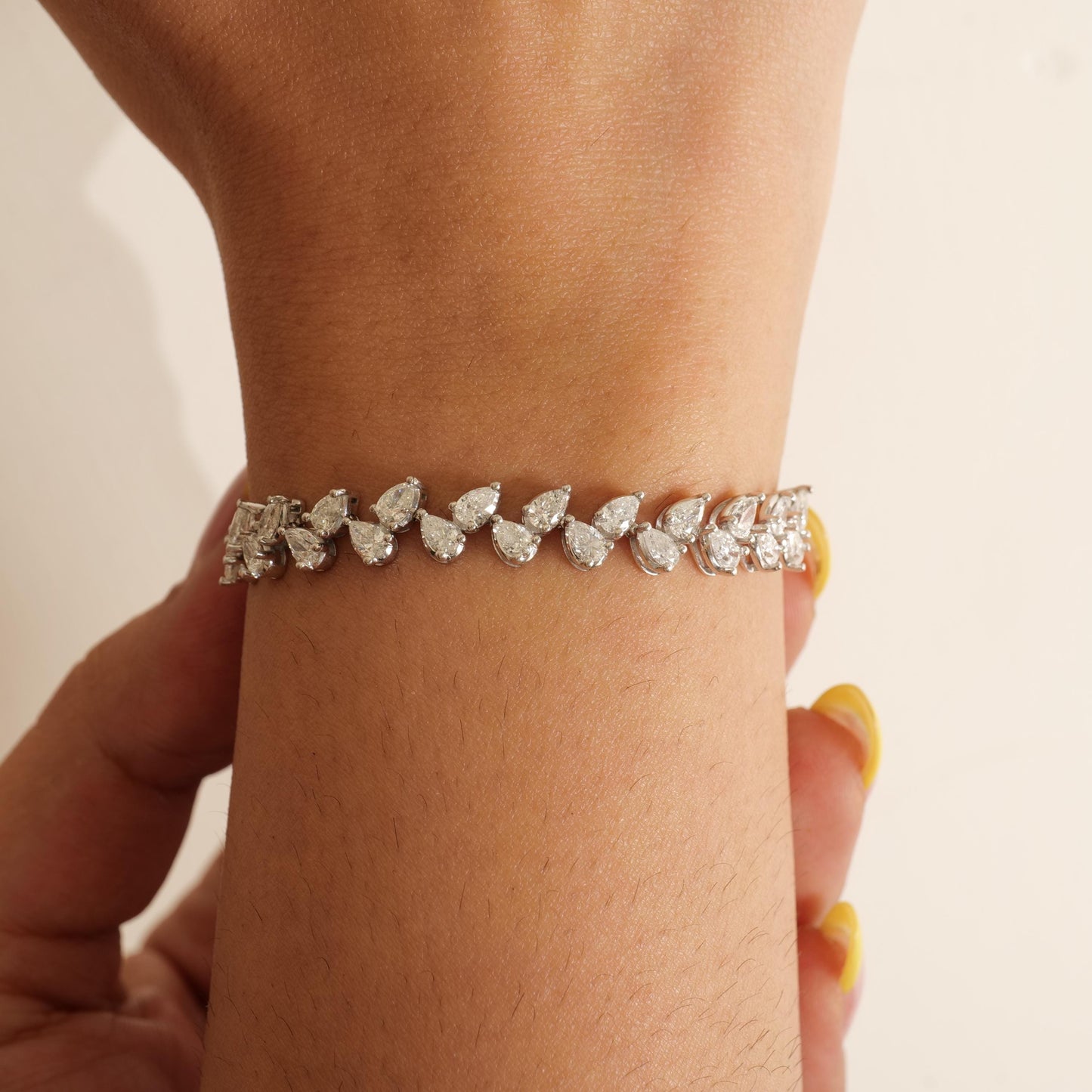 Pear Natural Diamond Tennis Bracelet