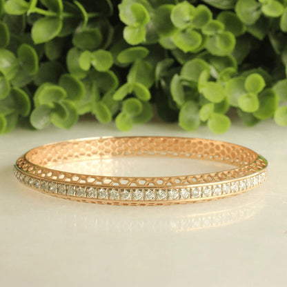 Filigree Natural Diamond Channel Bangle Bracelet