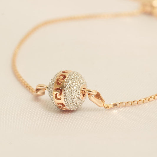 Pave Orb Natural Diamond Bolo Bracelet