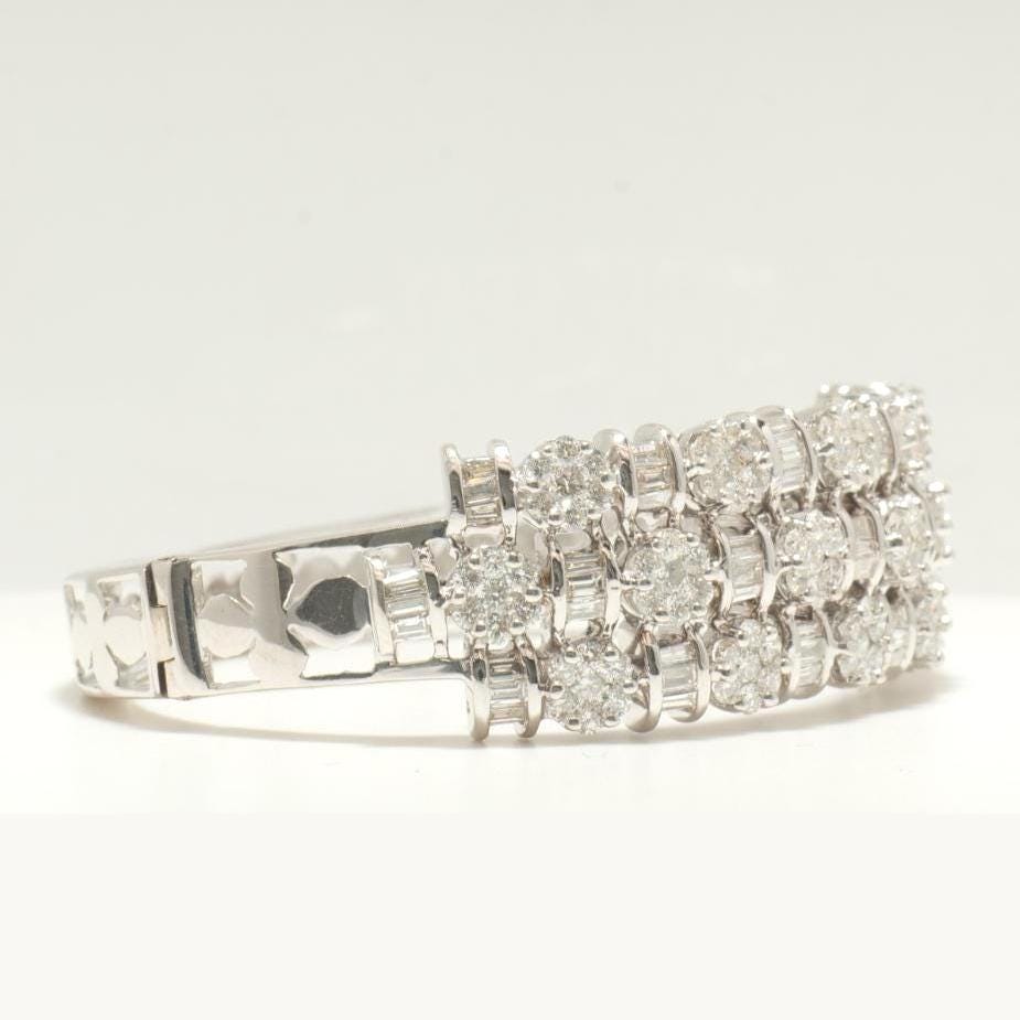 Triple Row Natural Diamond Wide Bracelet
