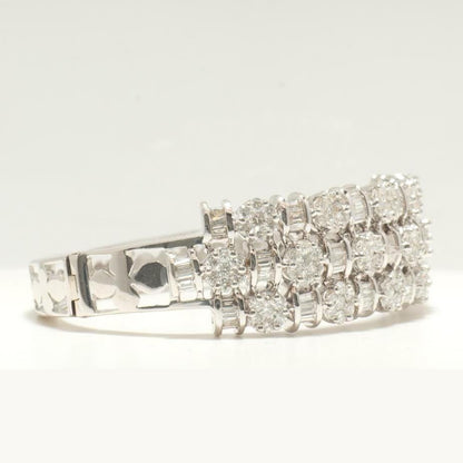 Triple Row Natural Diamond Wide Bracelet