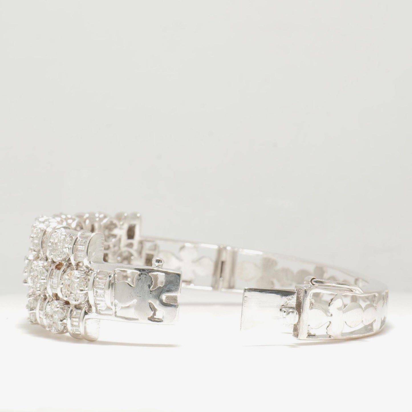Triple Row Natural Diamond Wide Bracelet