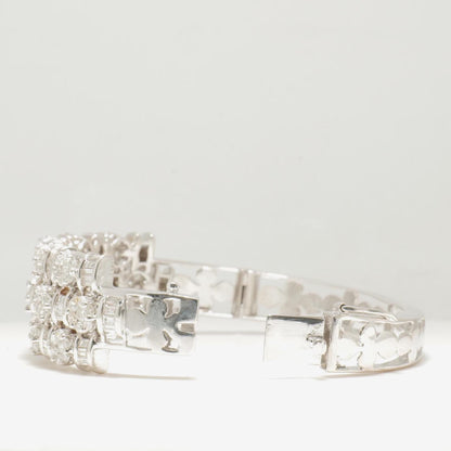 Triple Row Natural Diamond Wide Bracelet