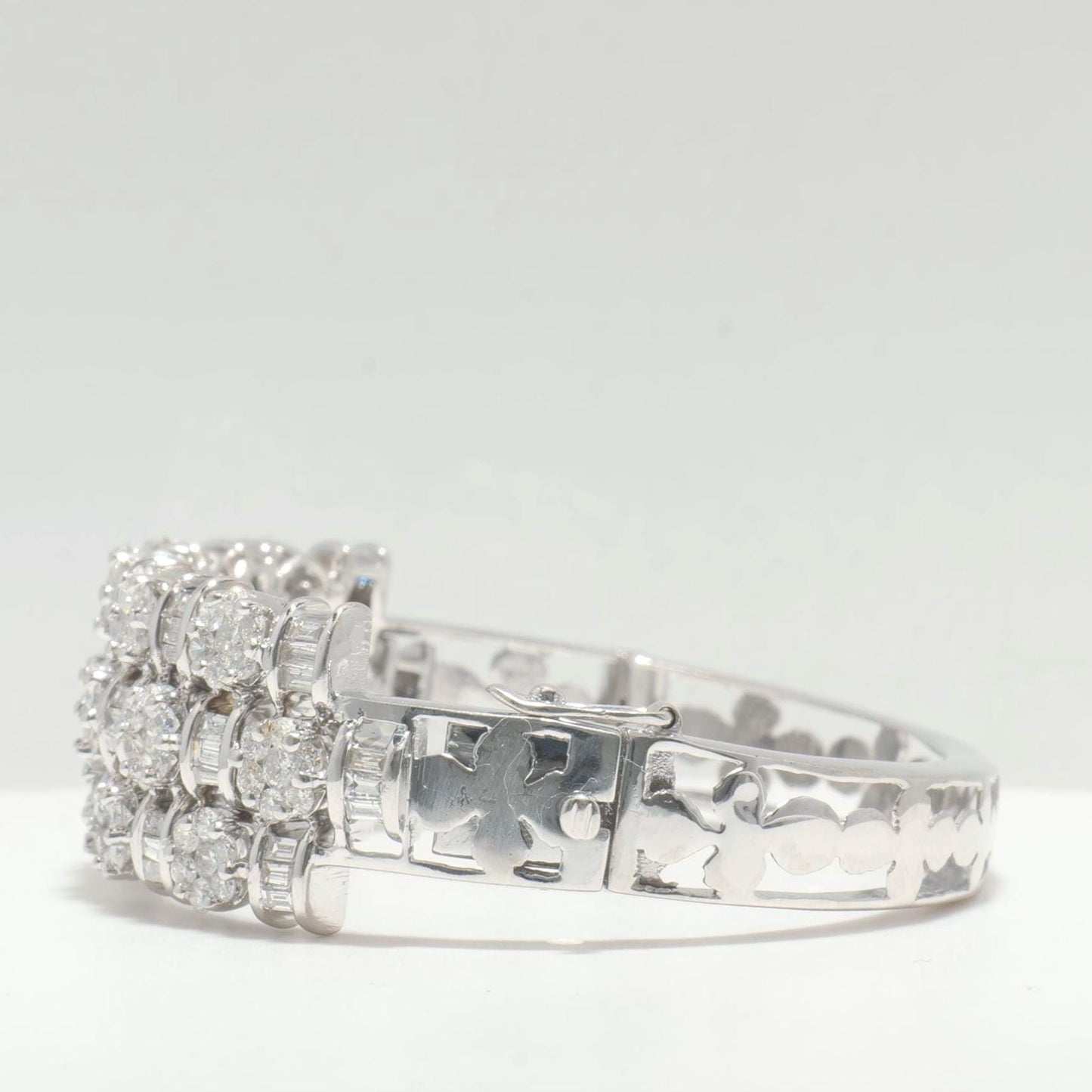 Triple Row Natural Diamond Wide Bracelet