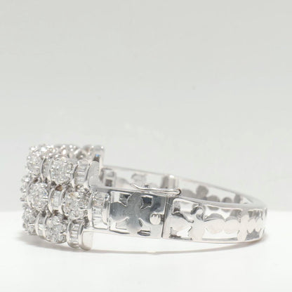 Triple Row Natural Diamond Wide Bracelet