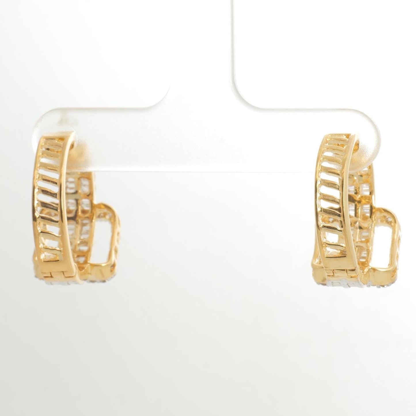 Two-Tone Baguette Diamond Hoop Earrings