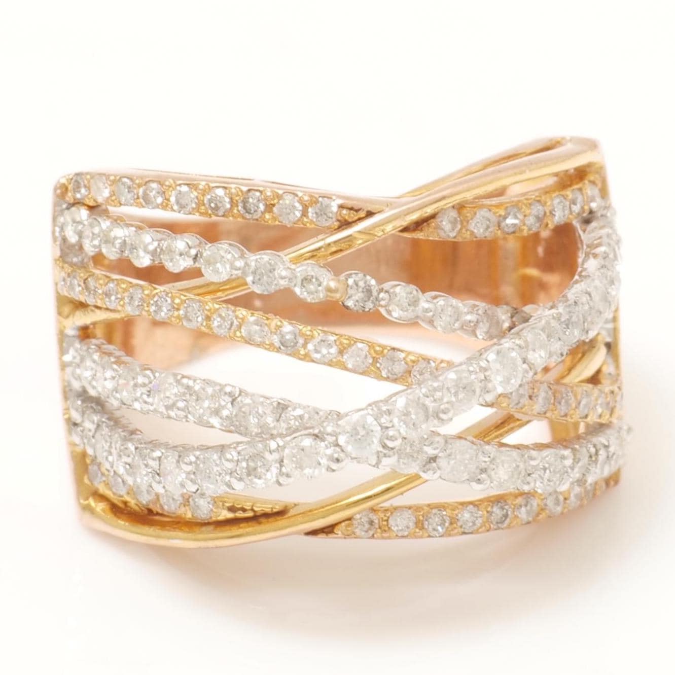 Criss Cross Natural Diamond Band Ring