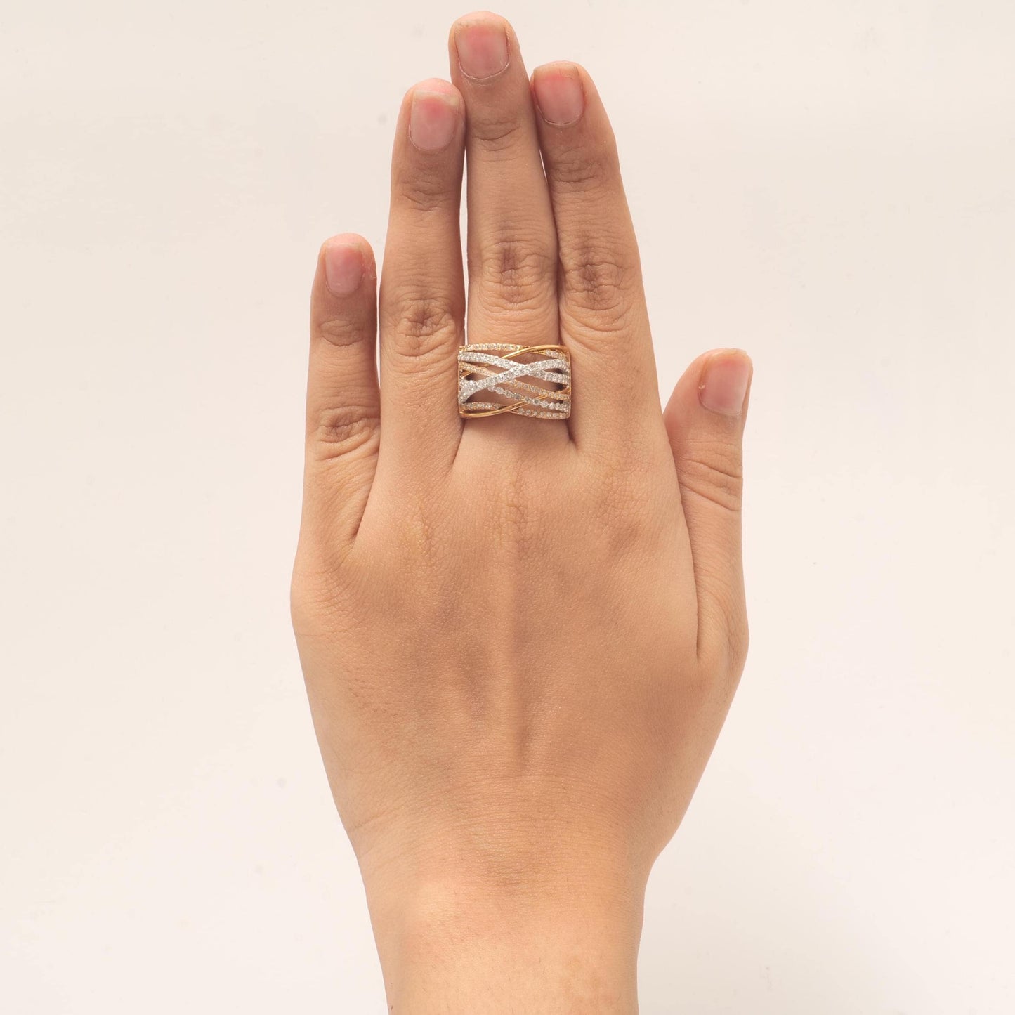 Criss Cross Natural Diamond Band Ring