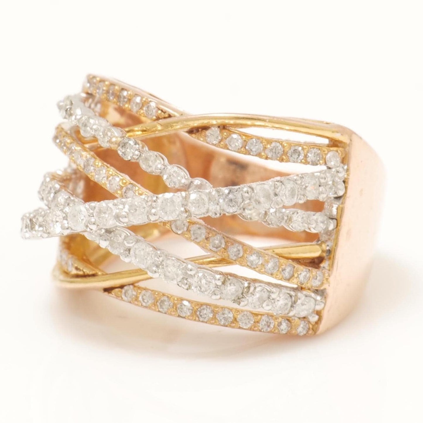 Criss Cross Natural Diamond Band Ring