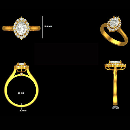 Halo Oval Solitaire Natural Diamond Ring