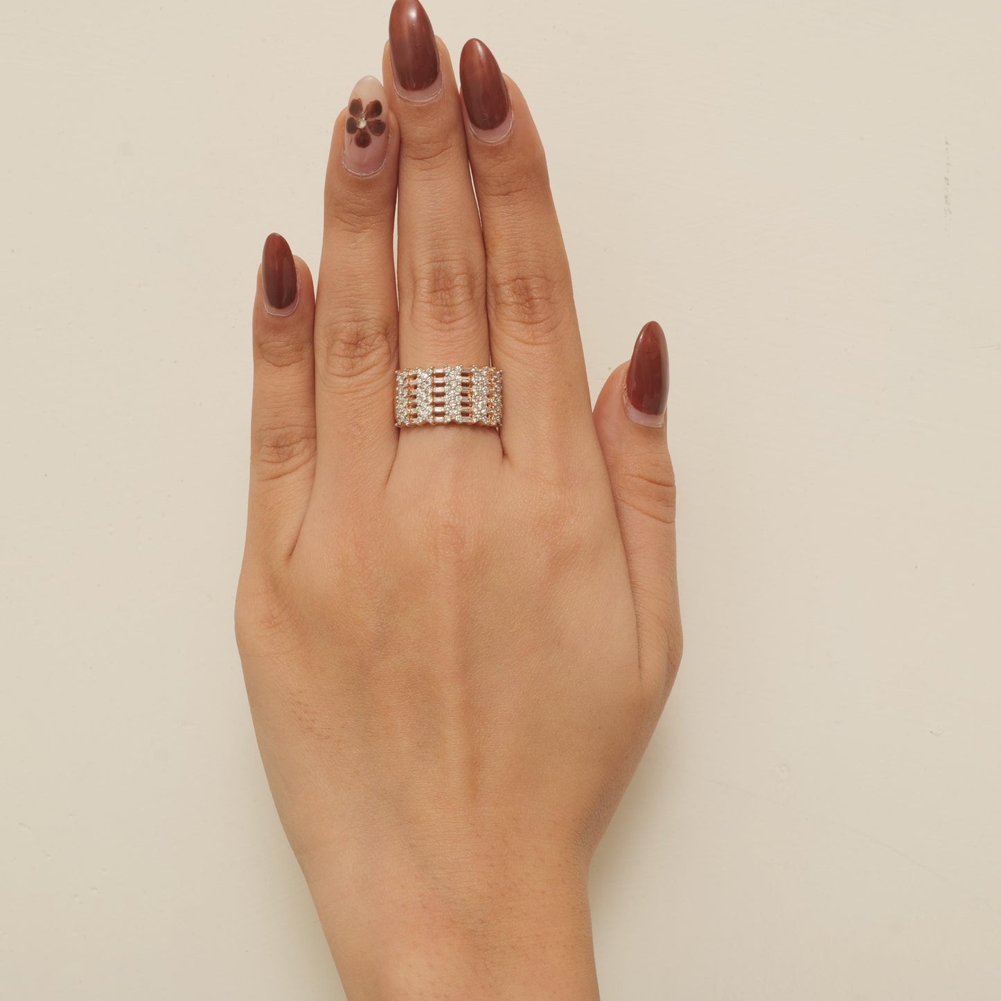 Round and Baguette Natural Diamond Ring
