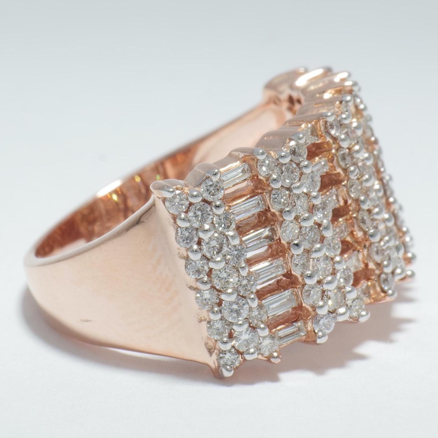 Round and Baguette Natural Diamond Ring