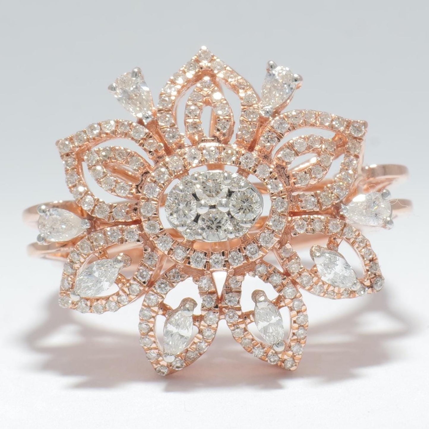 Flower Halo Natural Diamond Ring