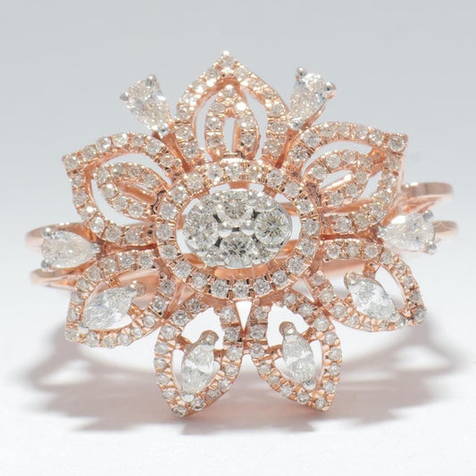 Flower Halo Natural Diamond Ring