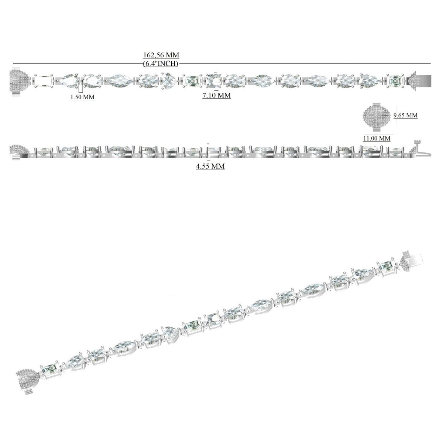 Solitaire Fancy Natural Diamond Tennis  Bracelet