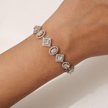Geometric Natural Diamond Cluster Bracelet