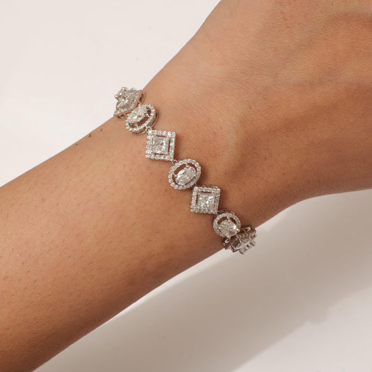 Geometric Natural Diamond Cluster Bracelet