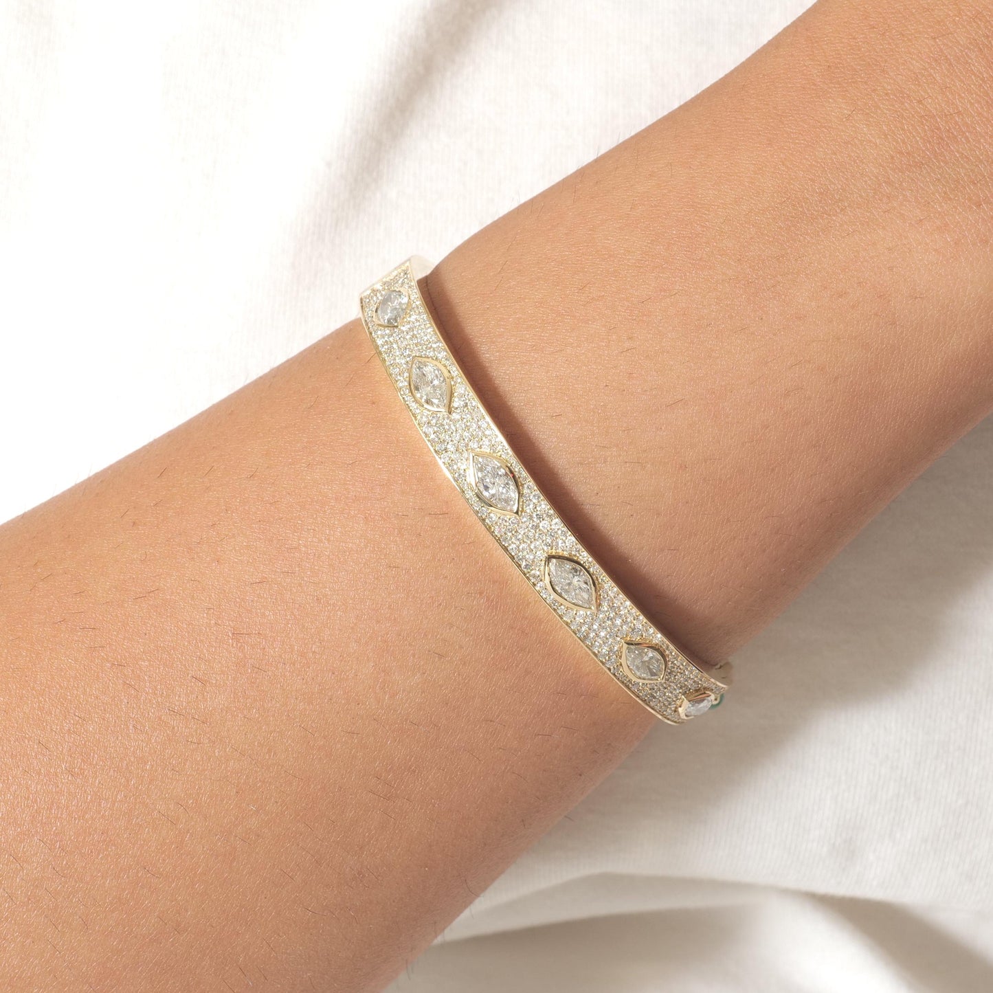 Marquise Natural Diamond Bangle Bracelet