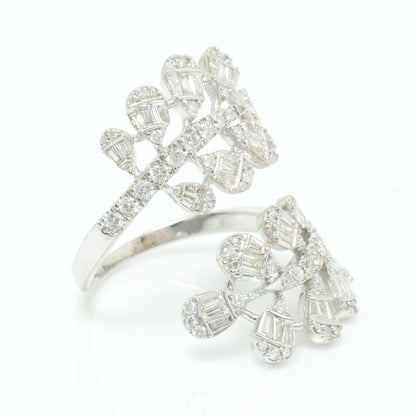 Leaf Cluster Baguette Natural Diamond Ring