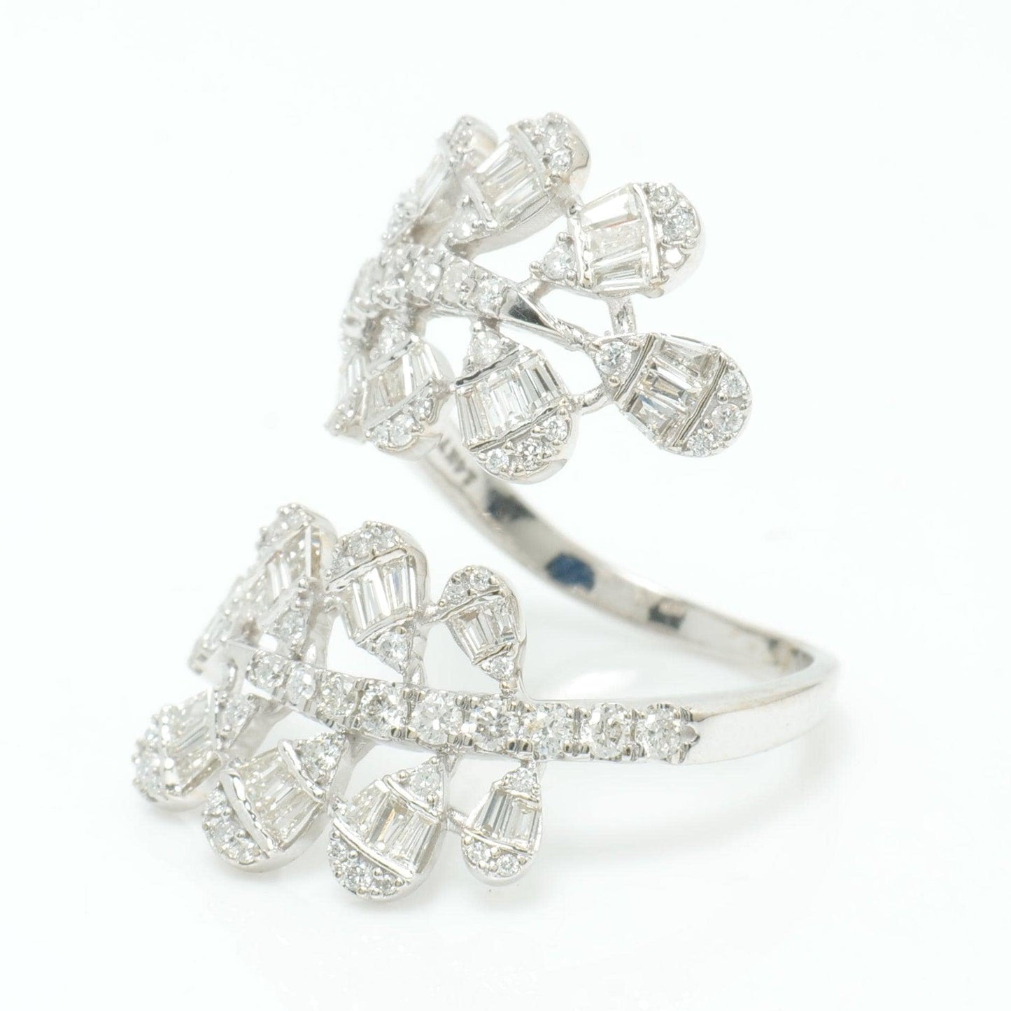 Leaf Cluster Baguette Natural Diamond Ring