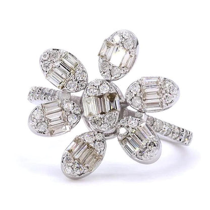Floral Natural Diamond Cluster Ring