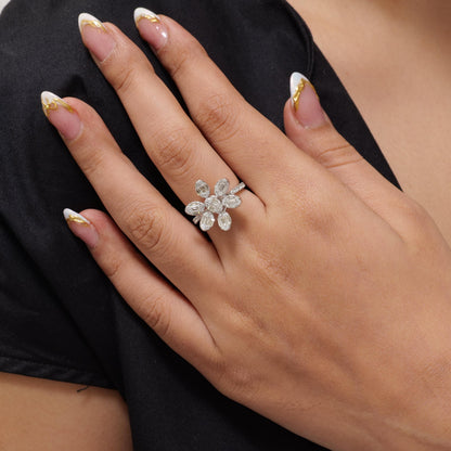 Floral Natural Diamond Cluster Ring