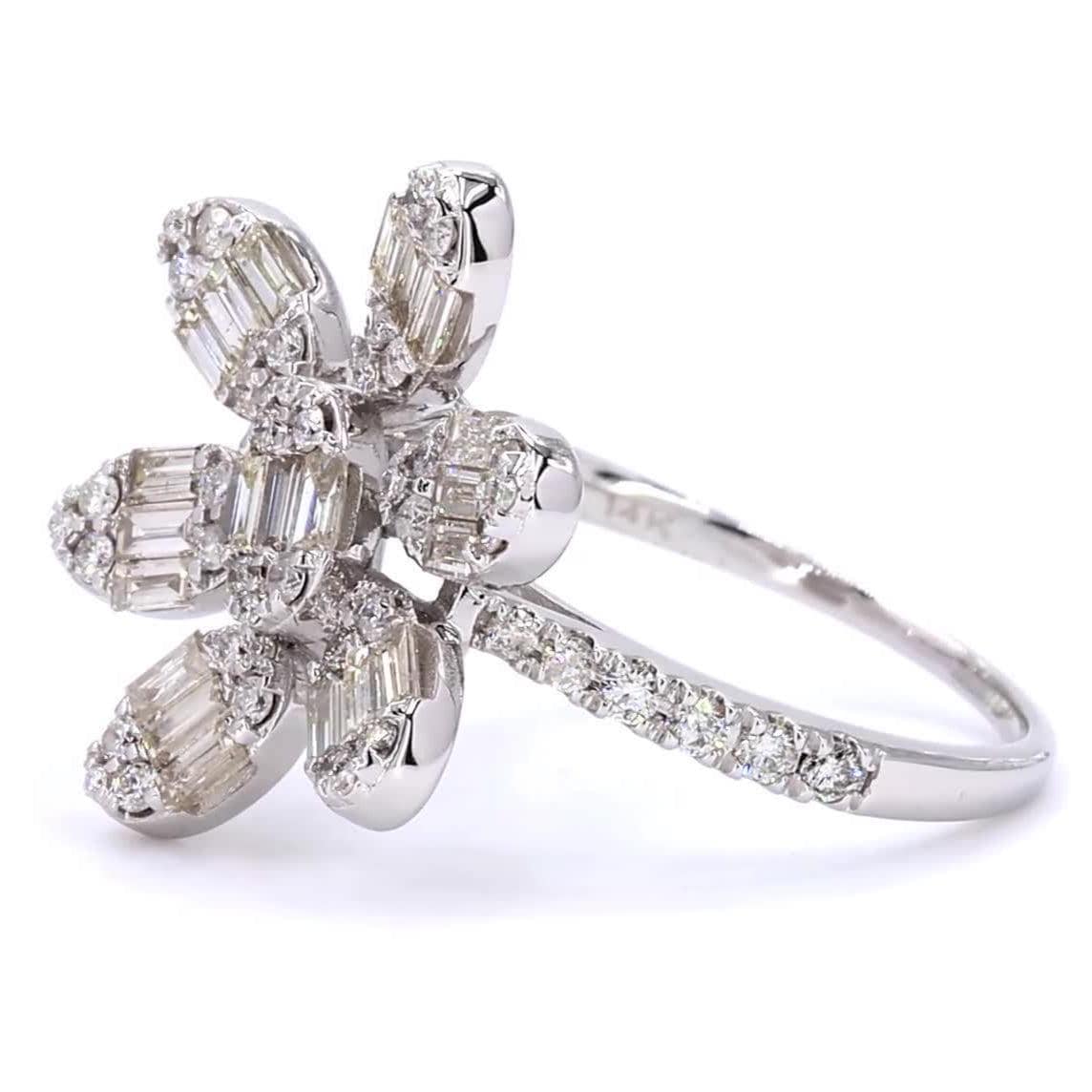 Floral Natural Diamond Cluster Ring