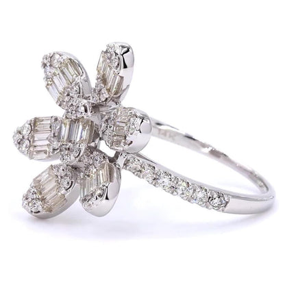 Floral Natural Diamond Cluster Ring