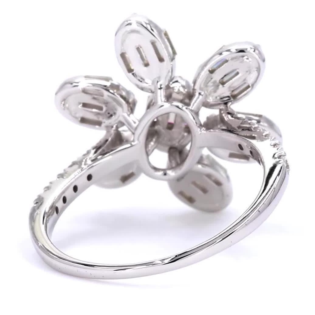 Floral Natural Diamond Cluster Ring