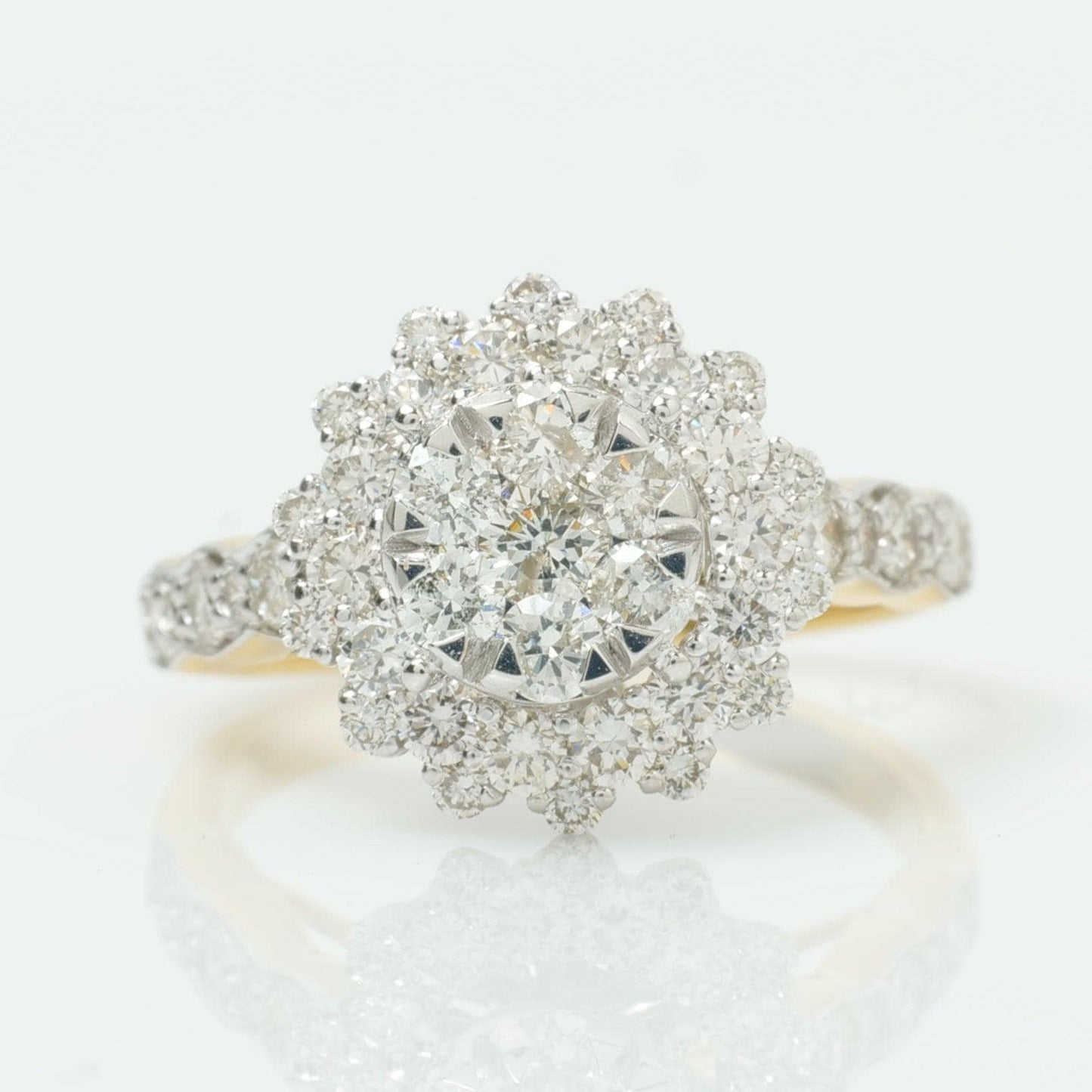 Floral Halo Cluster Natural Diamond Ring