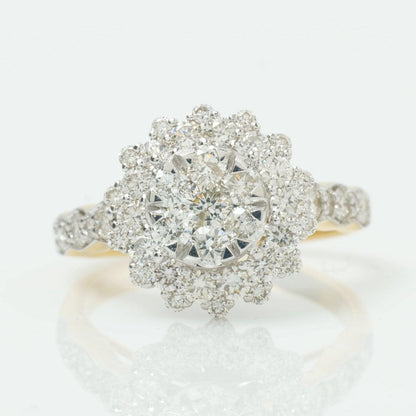 Floral Halo Cluster Natural Diamond Ring