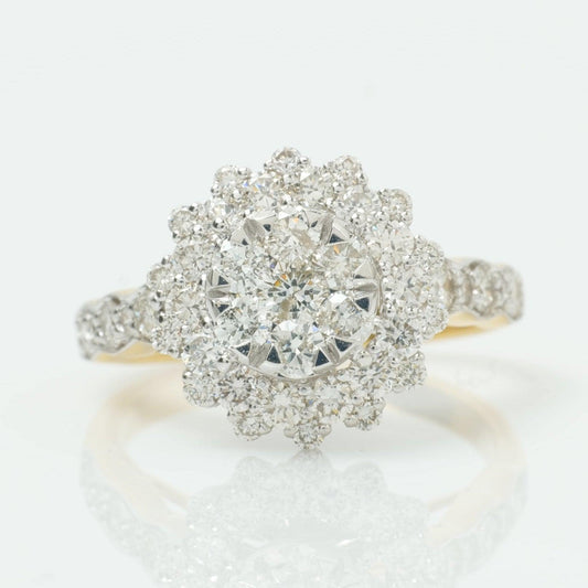 Floral Halo Cluster Natural Diamond Ring