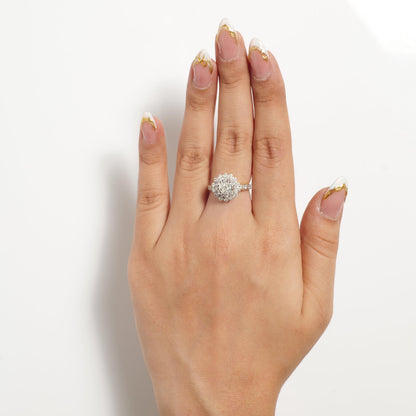 Floral Halo Cluster Natural Diamond Ring